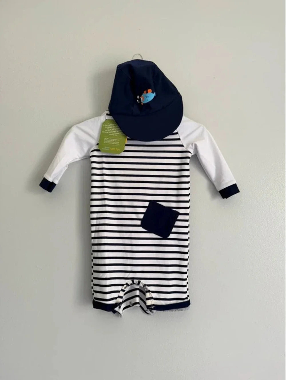 NWT Umelok UPF 50+ Baby Swim Romper & Hat 0–3M